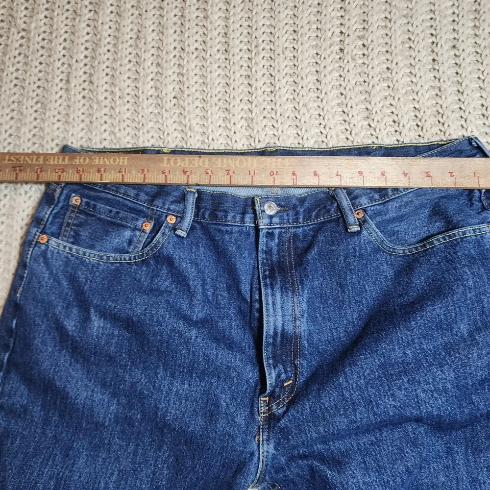 Levis 505 Mens Jeans 42x30 Regular Fit Straight Dark Wash Denim Classic